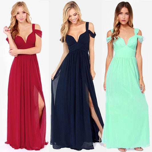 Long Floor Length Elegant Greek Style Pleated Dress - triglobletrade