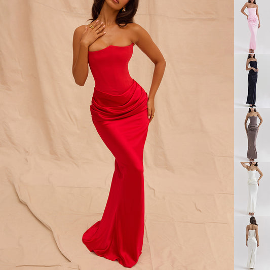 Slim Tube Top Long Dress Sexy Fashion Bandeau Backless Party Evening Dresses For Women Clothing - ModeMist